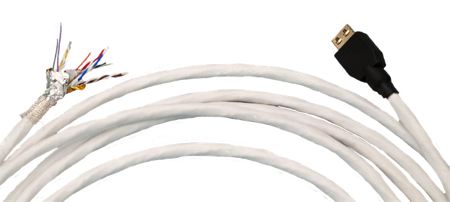 HDMI cable with connector and splayed end